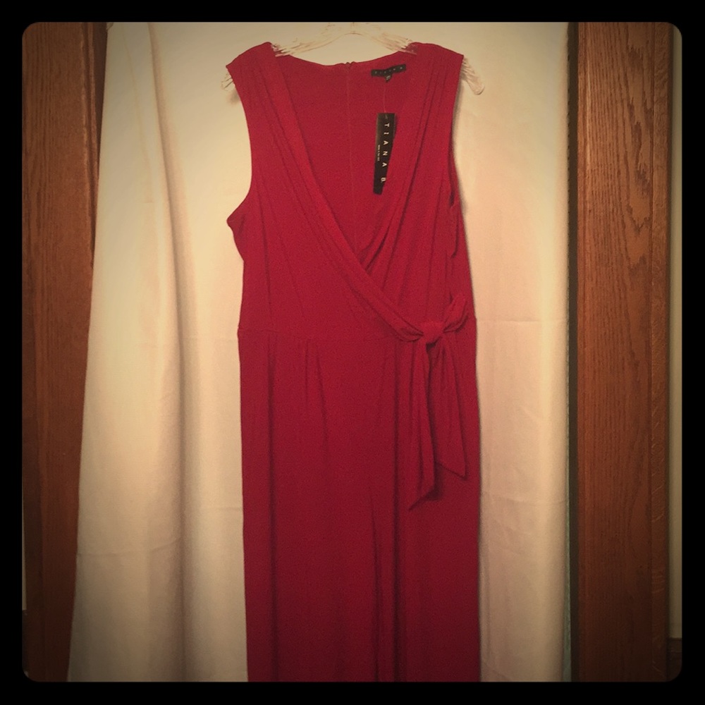 Tiana B. Dark Red Jumpsuit with Tie Side 16